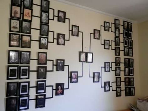 Family Tree Photo Wall, Ancestry Wall, Family Photo Gallery Wall, Family Photos Wall Decor, Family Tree Wall Decor, My Family Tree, Photowall Ideas, Family Tree With Pictures, Family Tree Wall Art