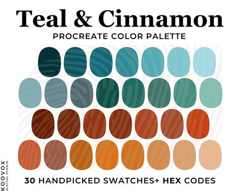 Orange and Teal Color Palette Procreate, Blue Procreate Swatches, HEX Codes, Digital Download iPad Lettering, Sand and Sea Art Illustration - Etsy UK Turquoise And Tan Color Palette, Colors With Teal Colour Schemes, Complimentary Colors To Blue, Colors That Compliment Turquoise, Blue Topaz Color Palette, Teal Orange Green Color Palette, Rust Teal Color Palette, Bedroom Ideas Blue And Orange, Orange And Blue Color Pallet