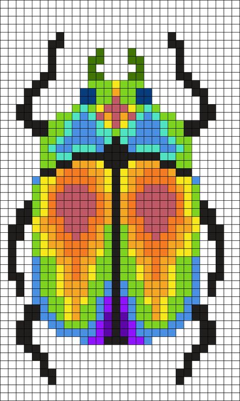 Buggy Perler Perler Bead Pattern | Bead Sprites | Animals Fuse Bead Patterns Tie Dye Perler Bead Patterns, Perked Bead Patterns, Perler Bead Insects, Perler Beads Pixel Art, Gecko Perler Bead Pattern, Perler Bead Easy Patterns, Whale Shark Perler Bead, Pixel Beetle, It Perler Bead Patterns