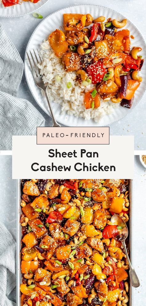 Healthy Drop Off Meals, Healthy Fresh Dinners, Healthy Cashew Chicken, Sheet Pan Cashew Chicken, Sheet Pan Chicken And Veggies, Cabin Food, 2024 Meals, Dinners Healthy, Cashew Chicken Recipe