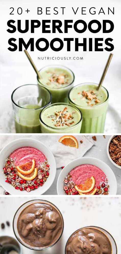 Morning Smoothie Recipes, Smoothie Bowl Vegan, Plant Based Smoothies, Superfood Smoothies, Vegan Smoothie Recipes, Dairy Free Smoothies, Juice Smoothies Recipes, Best Smoothie, Superfood Recipes