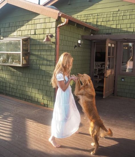 Farm Life, Summer Aesthetic, Cotton Dress, Life Is Beautiful, A House, Dream Life, A Dog, Fur Babies, Golden Retriever