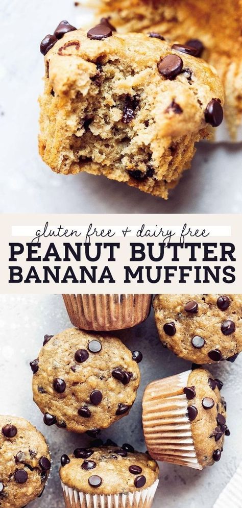 Easy Gluten And Dairy Free Recipes, Sugar Free Muffins Recipes, Gluten Free Dairy Free Lunch, Gluten Free Muffins Easy, Banana Muffins Gluten Free, Apartment Meals, Sugar Free Muffins, Chocolate Chip Banana Muffins, Dairy Free Muffins