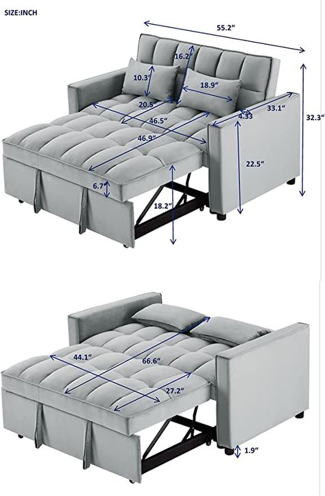 AmazonSmile: Modern Convertible Sofa Bed with Adjustable Backrest and 2 Lumbar Pillows, Velvet Loveseat Sleeper Sofa Couch with Pull-Out Bed for Small Spaces (Grey+Velvet9) : Home & Kitchen Softline Furniture, Sofa Come Bed, Sofa Bed For Small Spaces, Loveseat Sleeper Sofa, Beds For Small Spaces, Folding Sofa Bed, Loveseat Sleeper, Velvet Loveseat, Pull Out Bed