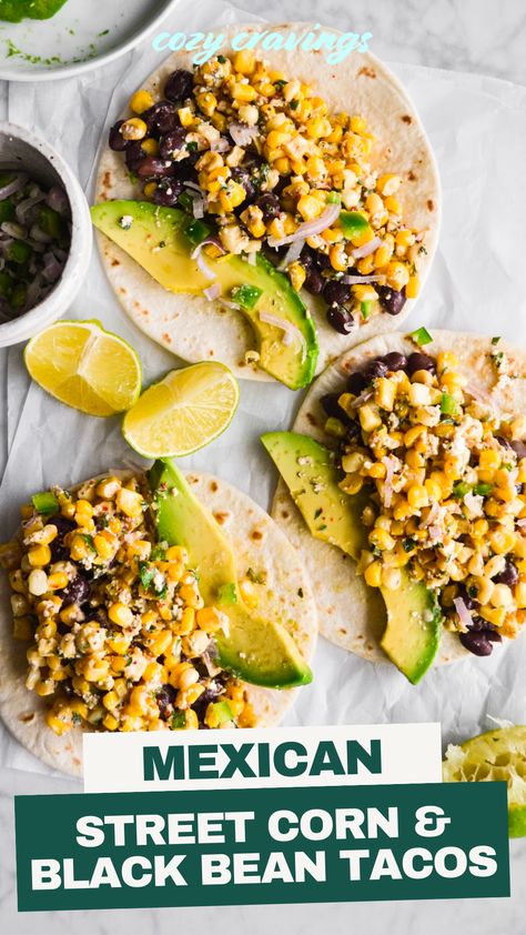 Meat Free Mexican Recipes, Vegan Corn Tacos, Tacos With Veggies, Southwestern Vegetarian Recipes, Healthy Veggie Tacos, Easy Veggie Tacos, Black Bean Dishes Dinners, Healthy Dinner Recipes With Corn, Vegetarian Taco Tuesday