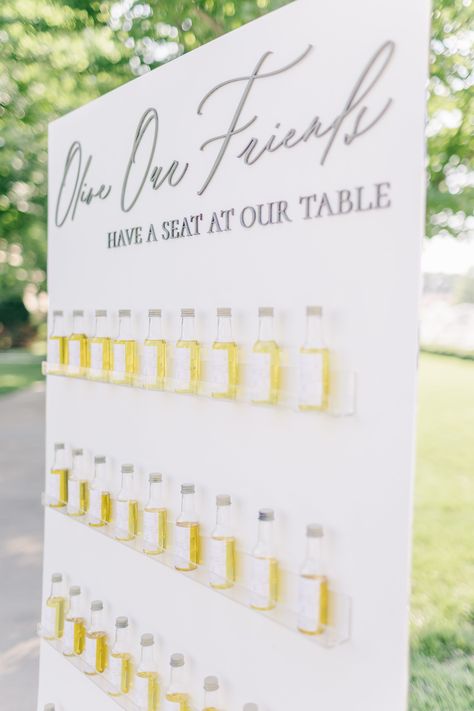 Edible Seating Chart, Olive Oil Seating Chart, Limoncello Seating Chart, Seating Chart Wedding Ideas Elegant, Olive Oil Wedding Favors, European Romance, Wedding Seating Chart Board, Wedding Drinks Reception, Cooking Theme