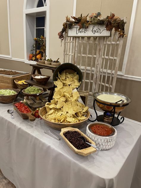 Mexican Food Display Ideas, Chipotle Wedding Buffet, Margarita Brunch Ideas, Nacho Bar Reception, Nacho Bar For Graduation Party, Nacho Station Wedding, Mexican Nacho Bar, Taco Bar Display Wedding Reception, Taco Bar Wedding Reception Buffet Food Stations