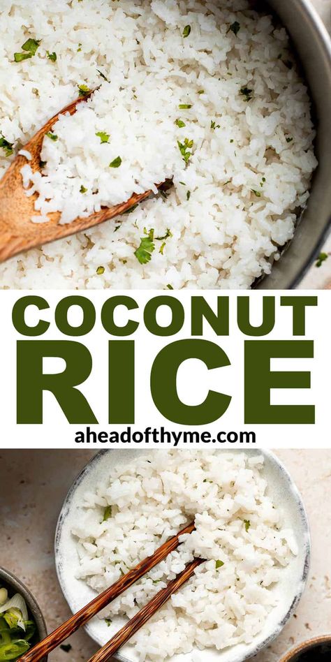 Easy Coconut Rice Coconut Rice Stovetop, Coconut Milk And Rice Recipes, Toasted Coconut Rice, Carribean Coconut Rice, Coconut Ginger Rice Recipe, Easy Coconut Milk Recipes, Thai Coconut Rice Recipe, Rice Flavoring, Cocunut Rice