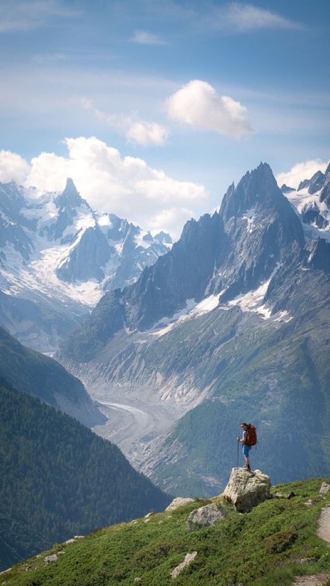 Find out what it's like to hike the Tour Du Mont Blanc in this post on Steller by @jessswandering. | Travel | Hiking | Mountains | France | Picture Ideas | Alps Mont Blanc, Hiking Mountains, Mountain Pictures, Hiking Photography, Hiking Pictures, Heart Of Europe, Adventure Aesthetic, Mountain Travel, Mountain Photography