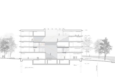 Karamuk Kuo, Rolex Learning Center, Section Drawing, Power Tower, Architecture Graphics, Study Areas, Lake Geneva, Model Drawing, Structural Engineering