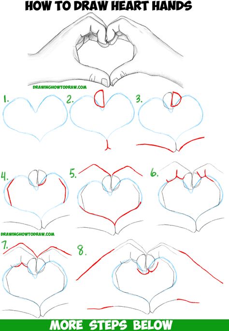 How to Draw Heart Hands in Easy to Follow Step by Step Drawing Tutorial for Beginners and Intermediates How To Draw Heart, Draw Heart, Trin For Trin Tegning, Step By Step Sketches, Perfect Drawing, Draw Hands, Drawing Hands, How To Draw Steps, Drawing Tutorials For Beginners