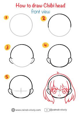 How To Draw Chibi Head - Front View Chibi Tutorial Step By Step How To Draw, How To Draw A Chibi Face, Chibi Body Step By Step, How To Draw Chibi Face Step By Step, Chibi Face Tutorial Step By Step, Chibi Face Shape, Easy Chibi Drawings Step By Step, Draw Head Step By Step, How To Draw Chibi Step By Step