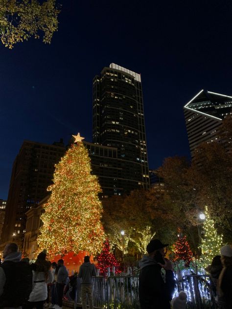 Christmas tree, chicago, christmas in chicago, christmas time, christmas aesthetic, christmas lights Christmas In Nyc Aesthetic Night, Chicago Aesthetic Christmas, City Christmas Tree, Chicago In Christmas, Uic Chicago Aesthetic, Chicago At Christmas, Christmas Chicago, Chicago Christmas Aesthetic, Chicago Winter Aesthetic