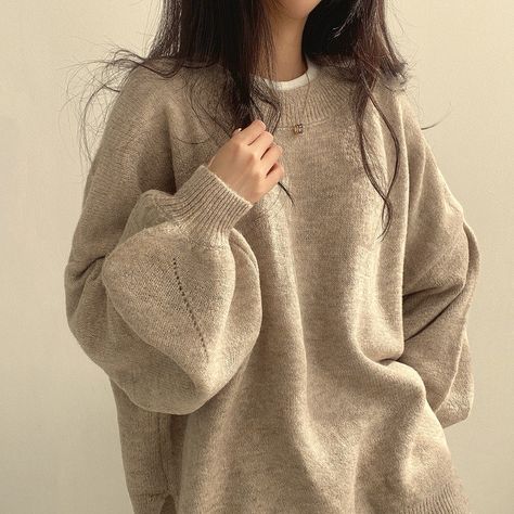 Street Preppy, Loose Jumper, Lantern Sleeve Sweater, Oversize Pullover, Pull Oversize, Elegant Sweater, Vintage Pullovers, Oversized Crewneck, Sweater For Women