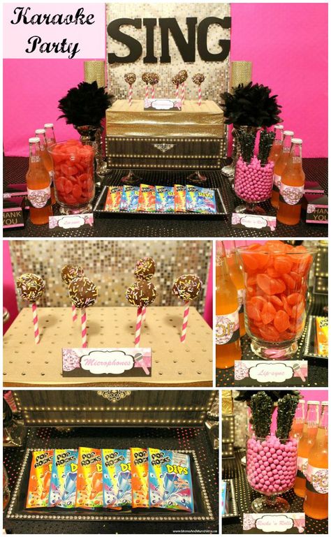 Karaoke Party Ideas - fun DIY decorating ideas, creative party food, birthday favors and more. Diy Karaoke Party, Karaoke Party Ideas, Halloween Karaoke, Karaoke Birthday, Birthday Themes For Adults, Rockstar Birthday, Rockstar Birthday Party, Karaoke Party, Birthday Party For Teens