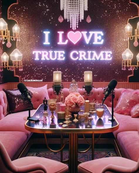 Have I told you lately…. how much I enjoy true crime?😆 Dreaming up some podcast studios. I’ve always dreamt of having an astrology + true crime podcast, and yes, like a crazy person… combining them. But it’s a dream living in my head rent free for now.😂 Last 2 slides are just cozy spaces that could easily be turned into a podcast studio so I included them. A special thanks to @iridescentaiart for helping me with today’s creations. What do you think? What’s your favorite space here? Than... Podcast Lounge Setup, Podcasts Decor, Podcast Studio Design Ideas Home, Closet Podcast Studio, Small Podcast Setup, Podcast Studio Decor, Small Podcast Room Ideas, Podcast Studio Ideas, Podcast Studio Design Home