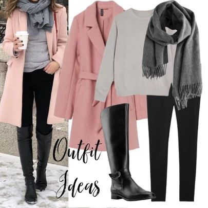 Blush Pink Boots Outfit, Pink Coat Outfit Winter Street Style, Pink Coat Outfit Ideas, Pink Outfit Ideas Winter, Grey Coat Outfit Winter Classy, Pink Cardigan Outfit Winter, Pink Wool Coat Outfit, Pink Coat Outfit Classy, Pink Jacket Outfit Winter