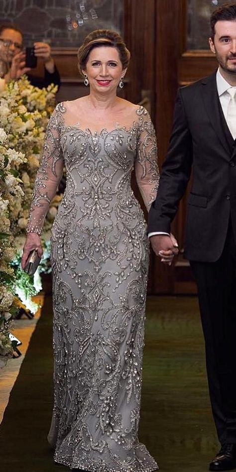 15 Excellent Mother Of The Groom Dresses ��❤  mother of the groom dresses maxi length with illusion long sleeves lace paulodolce ❤ #weddingdresses Mother Of Groom Outfits, Mother Of The Groom Gowns, Mothers Gowns, Mom Wedding Dress, Mother Of The Groom Dresses, Prom Elegant, Mother Of The Bride Dresses Long, Mother Of Bride Outfits, Mother Wedding