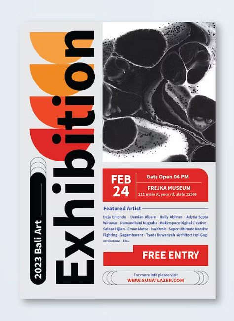 Exhibition Flyer Design Ideas, Graphic Design Promotional Flyers, Flyer Design Informational, Art Show Poster Ideas, Cool Flyer Design Inspiration, Design Flyers Inspiration, Poster Design Art Exhibition, Art Show Flyer Design, Photography Event Poster