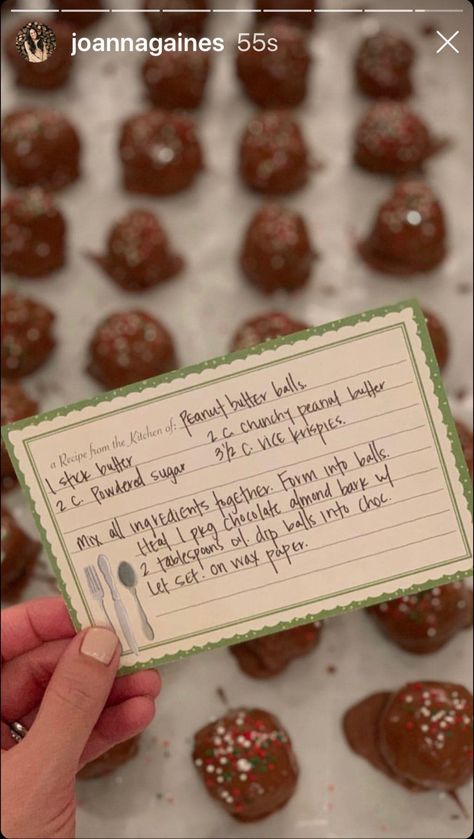 Joanna Gaines shared her Christmas Candy recipe on instagram - KendellKreations Joanna Gaines Christmas, Joanna Gaines Recipes, Christmas Cookies Recipe, Peanut Butter Balls Recipe, Butter Balls, Christmas Candy Recipes, Peanut Butter Balls, Homemade Candies, Candy Cookies