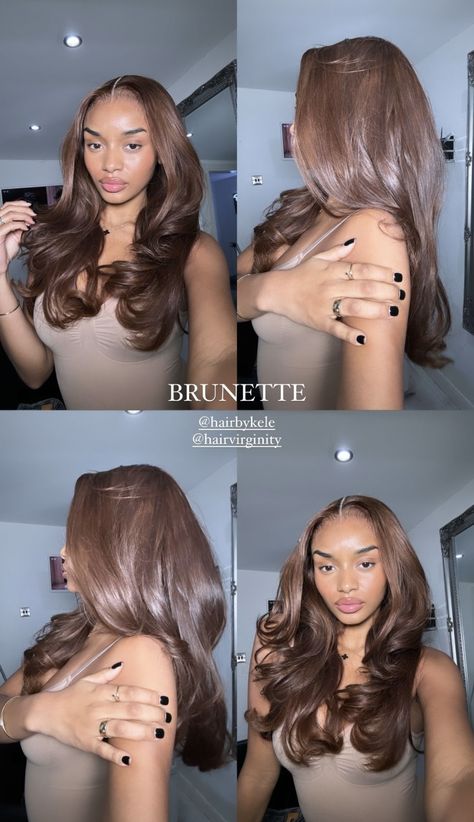 Beyonce Color Hair, Brown Highlighted Hair Black Women, Hair Color Ideas Morena Skin, Auburn Hair Black Women Natural, Brown With Orange Undertones Hair, Fall Color Silk Press Natural Hair, 4 Hair Color, Curly Hair Esthetics, Hairstyles Idea Black Women