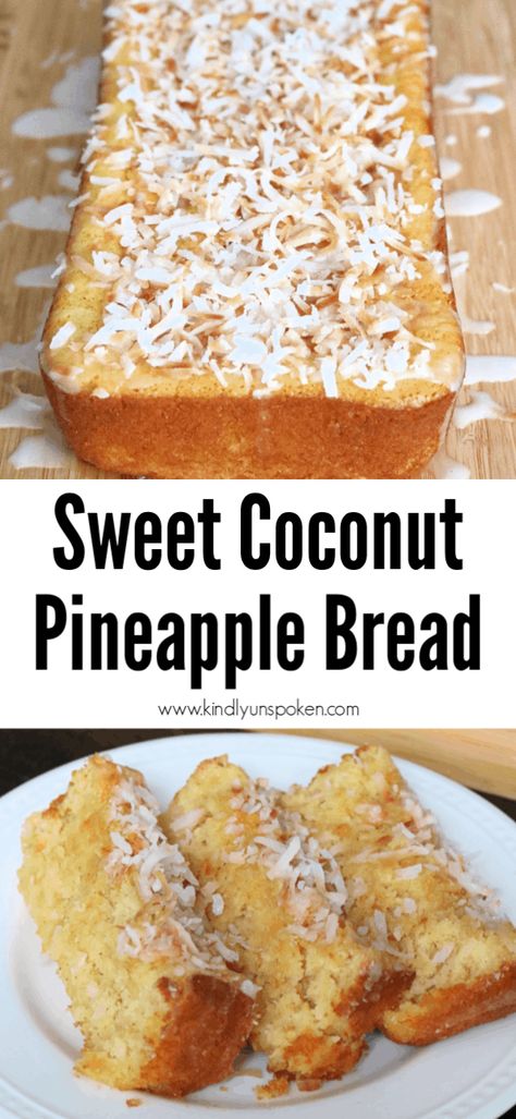 Coconut Pineapple Bread, Pineapple Coconut Bread, Pineapple Bread, Coconut Bread, Boxed Cake, Pineapple Recipes, Pineapple Coconut, Bread Recipes Sweet, Crushed Pineapple