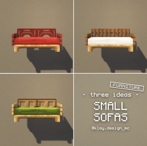 Minecraft Home Design Ideas, Minecraft House Furniture Ideas, Minecraft Pet Bed Ideas, Mincraft Couches Ideas, Minecraft Lounge Chair, Living Room Design Minecraft, Minecraft Chairs Ideas, Minecraft House Decor Ideas Living Room, How To Make A Couch In Minecraft