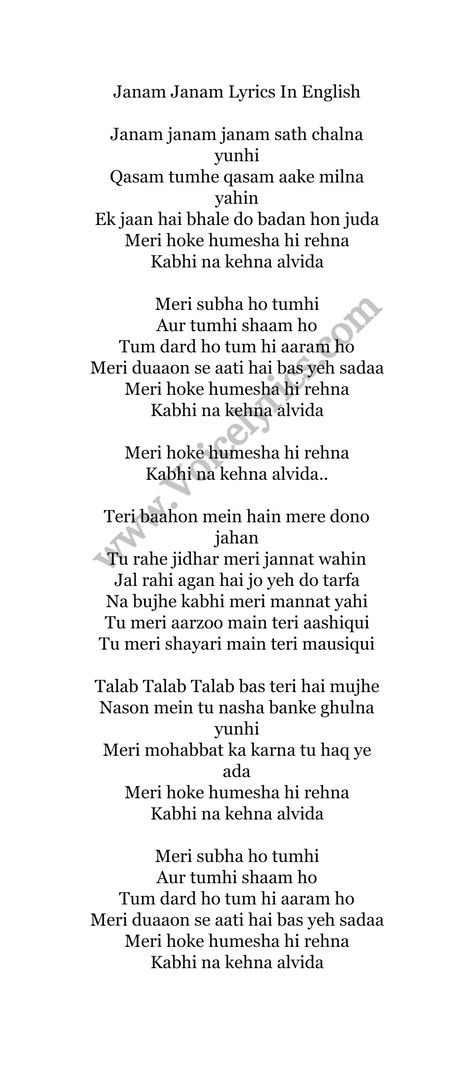 Janam Janam full Lyrics In English Jana Samjho Na Song Lyrics, O Zalima Song Lyrics, Famous Hindi Songs Lyrics, Janam Janam Lyrics, Mast Magan Lyrics, Songs Full Lyrics, Indian Songs Lyrics, Random Song Lyrics, Janam Janam Song