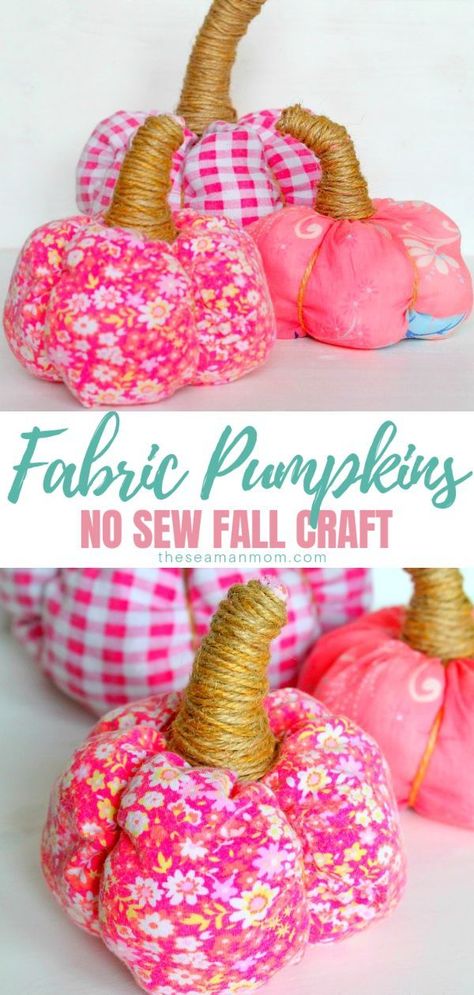 Fabric Pumpkins No Sew, Fall Crafts To Make, Diy Fabric Pumpkins, Creative Fabric, Fabric Crafts Diy, Diy Fabric Crafts, Easy Fall Crafts, Sell Diy, Fabric Pumpkins