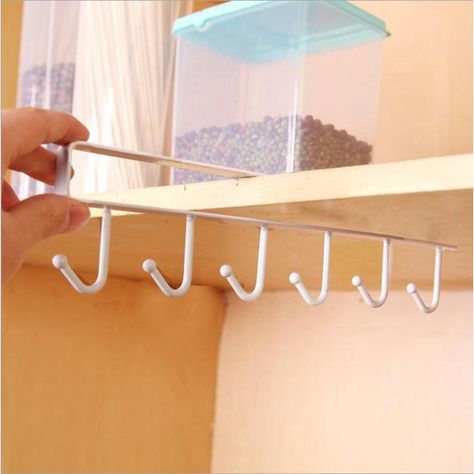 Ccdes Kitchen Storage Rack Cupboard Shelf Hooks, Hanging Hook Wardrobe Organizer Cup Holder Multifunctional Utensil Rack Placard Design, Organiser Cucina, Utensil Rack, Shelf Hooks, Cupboard Shelves, Hook Hanger, Kitchen Storage Rack, Hanger Rack, Closet Shelves