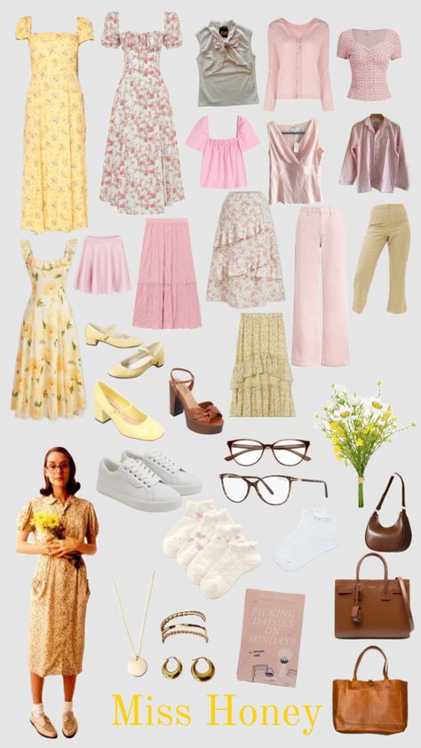 #misshoney #misshoneycore #misshoneycostume #matilda Matilda Miss Honey Outfit, Miss Honey Matilda Costume, Ms Honey Matilda Aesthetic, Ms Honey Matilda Costume, Miss Honey Matilda Musical, Miss Honey House, Mrs Honey Matilda Aesthetic, Matilda Outfit Ideas, Miss Honey Inspired Outfits