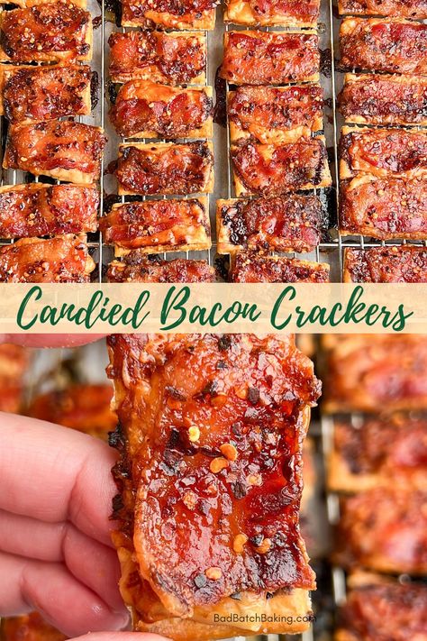 Parmesan Candied Bacon Crackers - Bad Batch Baking - Restaurant Copycat Recipes & Family Favorites Candied Bacon Crackers, Bacon Crackers, Bacon Cracker, Restaurant Copycat Recipes, Batch Baking, Restaurant Copycat, Bacon Appetizers, Recipes Family, Holiday Appetizer