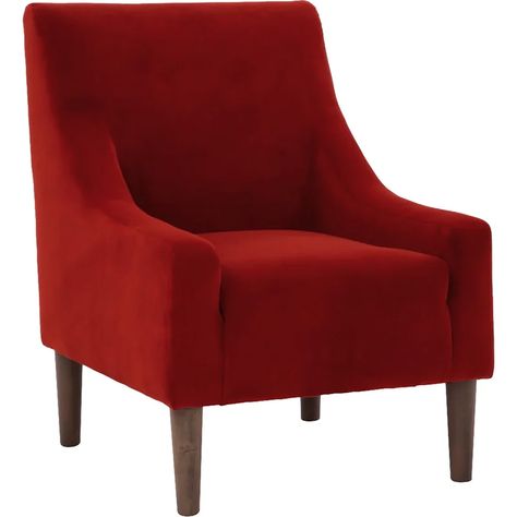 Red Accent Chair, Red Chairs, Red Armchair, Red Sofa, Red Chair, Log Cabins, Upholstered Arm Chair, Accent Chairs For Living Room, Toss Pillows