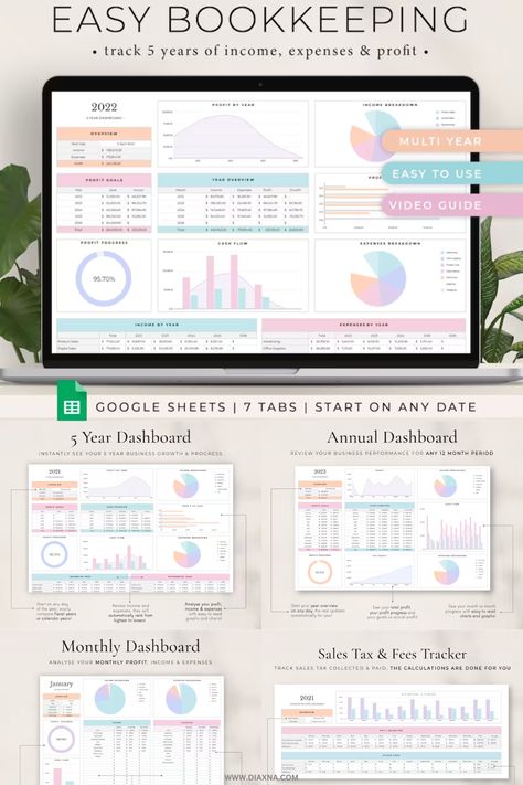 Effortlessly manage finances with the Small Business Bookkeeping Spreadsheet & Expense Tracker by HayeAmeri. Input transactions for automatic calculations, and gain insights through monthly, annual, and five-year dashboards. Enjoy beginner-friendly design, multi-currency support, and customizable tabs. Simplify small business bookkeeping and optimize financial management today! Planning Spreadsheets, Notion Tips, Bookkeeping Spreadsheet, Business Finance Management, Finance Planning, Manage Finances, Excel Budget Spreadsheet, Budget Spreadsheet Template, Business Bookkeeping