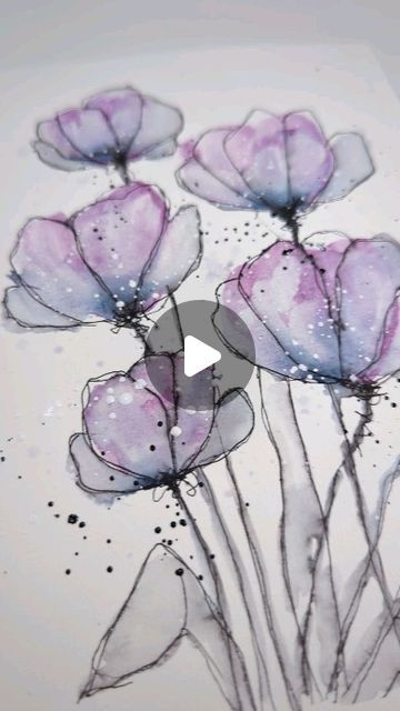 Simple Watercolor Flowers, Loose Watercolor Paintings, Loose Watercolor Flowers, Watercolor Flowers Tutorial, You Doodle, Loose Watercolor, Watercolor Art Lessons, Painting Flowers, Pen And Watercolor