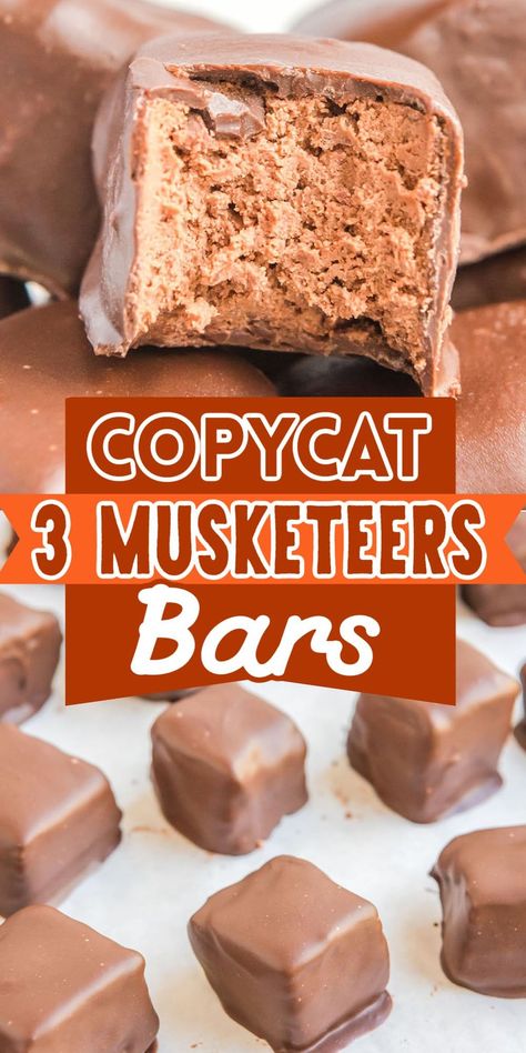 Cool Whip 3 Musketeers, Three Musketeers Candy With Cool Whip, Copycat Three Musketeers, Three Musketeers Candy Bar, Snickers Copycat Recipe, Cool Whip Candy (3 Musketeers Copycat), Homemade 3 Musketeers Bars, 3musketeers Candy, Homemade Three Musketeers