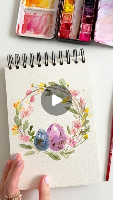 Easter Watercolour Painting, Easter Watercolor Tutorial, Watercolor Easter Cards Watercolour, Easy Easter Watercolor, Easter Watercolor Paintings, Easter Watercolor Paintings Easy, Easter Drawings Easy, Easter Acrylic Painting, Watercolour Easter Cards