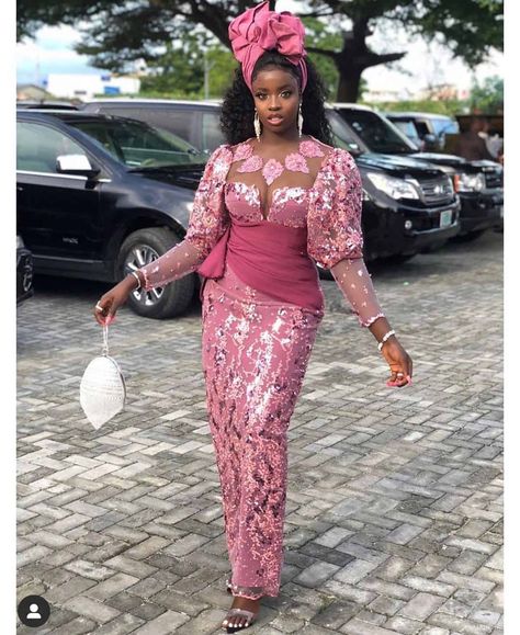 50 Beautiful And Trendy Lace Gown Styles (Updated) | ThriveNaija Robe Dote, Owambe Styles, Asoebi Lace, Lace Styles For Wedding, Nigerian Lace Dress, Aso Ebi Lace Styles, Nigerian Lace Styles Dress, Nigerian Lace Styles, African Lace Styles