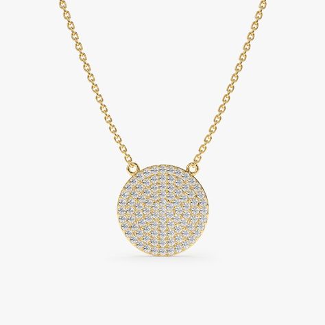 Gold And Diamond Necklace, Diamond Necklace Gift, Dainty Diamond Necklace, Necklace Bridal, Handmade Fine Jewelry, Solid Gold Chains, Beautiful Gift Wrapping, 14k Gold Necklace, Disc Pendant