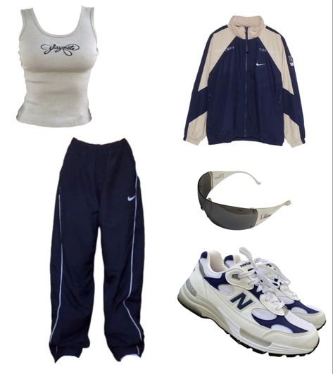 90s Athletic Outfits Women, Y2k Nike Outfit, Sporty Streetwear Outfits, Athletic Gym Outfits, 2000s Athletic Fashion, Sporty Clothes For Women, 90s Nike Outfit, Vintage Sport Outfit, Y2k Athletic Outfits