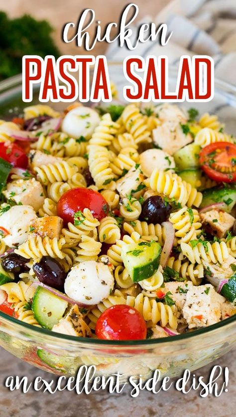 Pasta Salad Greek, Healthy Chicken Pasta Salad, Cold Chicken Pasta Salad, Layered Salads, Grilled Chicken Pasta Salad, Creative Salads, Recipe With Avocado, Salad Italian, Grilled Chicken Pasta