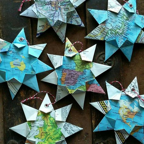 Custom Mini Origami Map Ornament, Any City! Home Decor, Wall Art, Road Map, Vacation, Christmas, Wedding, Graduation, Moving, Keepsake Gift by TheFoxesTail on Etsy Globe Wedding, Diy Origami Home, Diy Origami Home Decor, City Home Decor, Mini Origami, Origami Home Decor, Map Ornaments, Ornament Ideas, Origami Stars