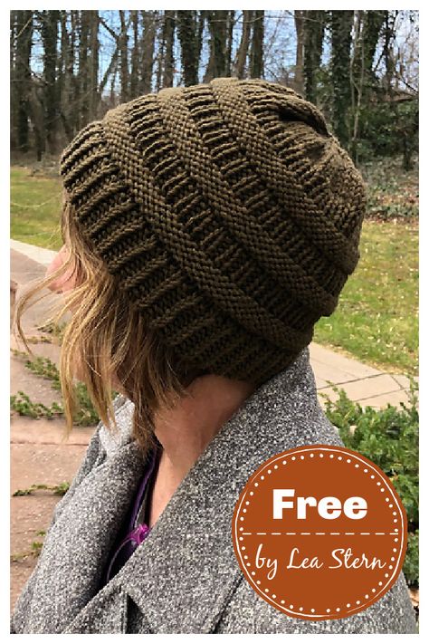 Knitted Hat Patterns Free Women, Knit Slouchy Hat Pattern, Knitting Patterns Hats Women, Hat Free Knitting Pattern, Beanie Pattern Free, Easy Knit Hat, Slouchy Hat Pattern, Knit Caps, Diy Tricot