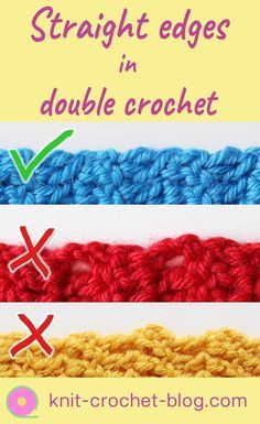 Straight edges in double crochet back and forth. Using this tip you get your edges straight every time, no ugly gaps or uneven edges. Step by step video tutorial. #crochet #crochettutorial #crochettips Crocheting Tips, Crochet Edging Pattern, Crochet Edges, Crochet Dreams, Crochet Edgings, Crochet Hack, Crochet Tips, Crochet Hook Set, Crochet Borders