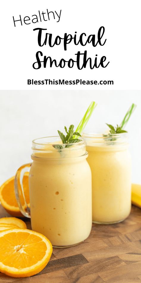 Pineapple Orange Smoothie, Easy Fruit Smoothie, Pineapple Smoothie Healthy, Fruit Smoothie Recipe, Passion Fruit Smoothie, Tropical Fruit Smoothie, Orange Juice Smoothie, Orange Smoothie Recipes, Tropical Smoothie Recipes