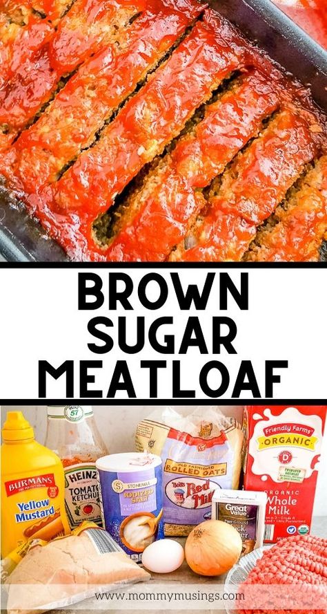 This Brown Sugar Meatloaf has that home-cooked, comfort food taste we all crave. This easy meatloaf recipe is made with oats for a moist and delicious flavor. Meatloaf Made With Oats, Brown Sugar Meatloaf Recipes, Quaker Oats Meatloaf Recipe, Quaker Oats Meatloaf, 2lb Meatloaf Recipe, Meatloaf With Oats, Moist Meatloaf Recipes, Meatloaf Recipe With Cheese, Meatloaf Oatmeal Recipe