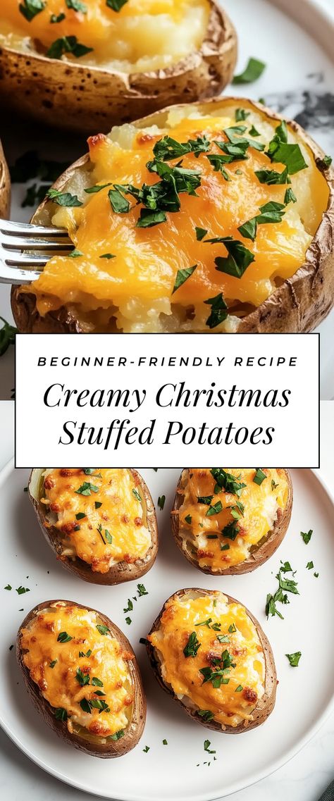 Image for Creamy Christmas Stuffed Potatoes Potato Dish For Christmas, Potatoes For Christmas Dinner, Christmas Potato Side Dishes, Christmas Dinner Sides Ideas, Prime Rib Side Dishes, Potatoes For Christmas, Christmas Party Dishes, Christmas Main Course, Peruvian Potatoes