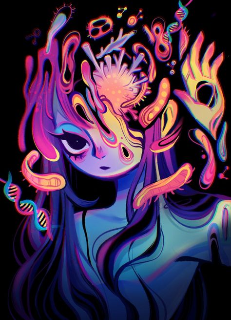 Eyestrain Art, Neon Art, Trippy Art, Colorful Drawings, Art Inspiration Drawing, Funky Art, Surreal Art, Art Reference Photos, Art Sketchbook