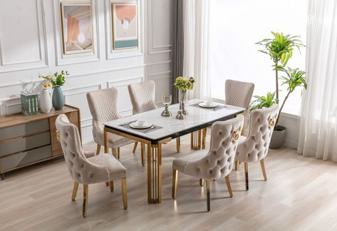 Celebrity Interiors, Gold Dining Table, Lion Knocker, Crushed Velvet Bed, Crushed Velvet Sofa, Sintered Stone Dining Table, Dining Table Gold, Bespoke Beds, Gold Dining