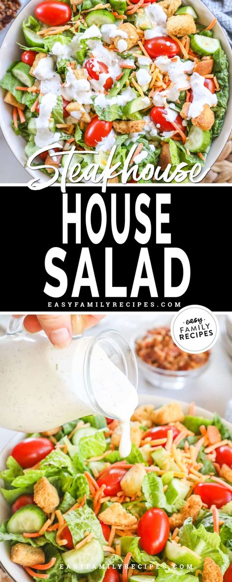 Loaded House Salad, Chopped Ranch Salad, That Good Salad Taste Of Home, Easy House Salad Recipes, Homemade Salads For Lunch, Best Homemade Salads, Dinner Salad Recipes Side Dishes, Simple Lunch Salads, Salad Recipes Basic